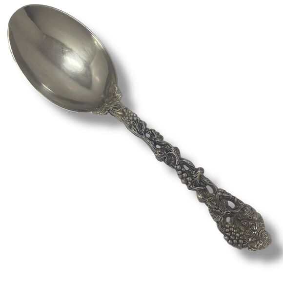 Godinger Silverplated Serving Spoon & Fork Set Ornate Grapevine Handle Vintage - Picture 3 of 9